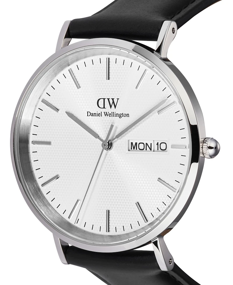 Daniel Wellington Men's Analog Black Leather Watch, 40mm