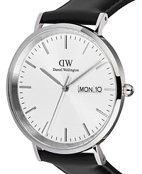 Daniel Wellington Men's Analog Black Leather Watch, 40mm