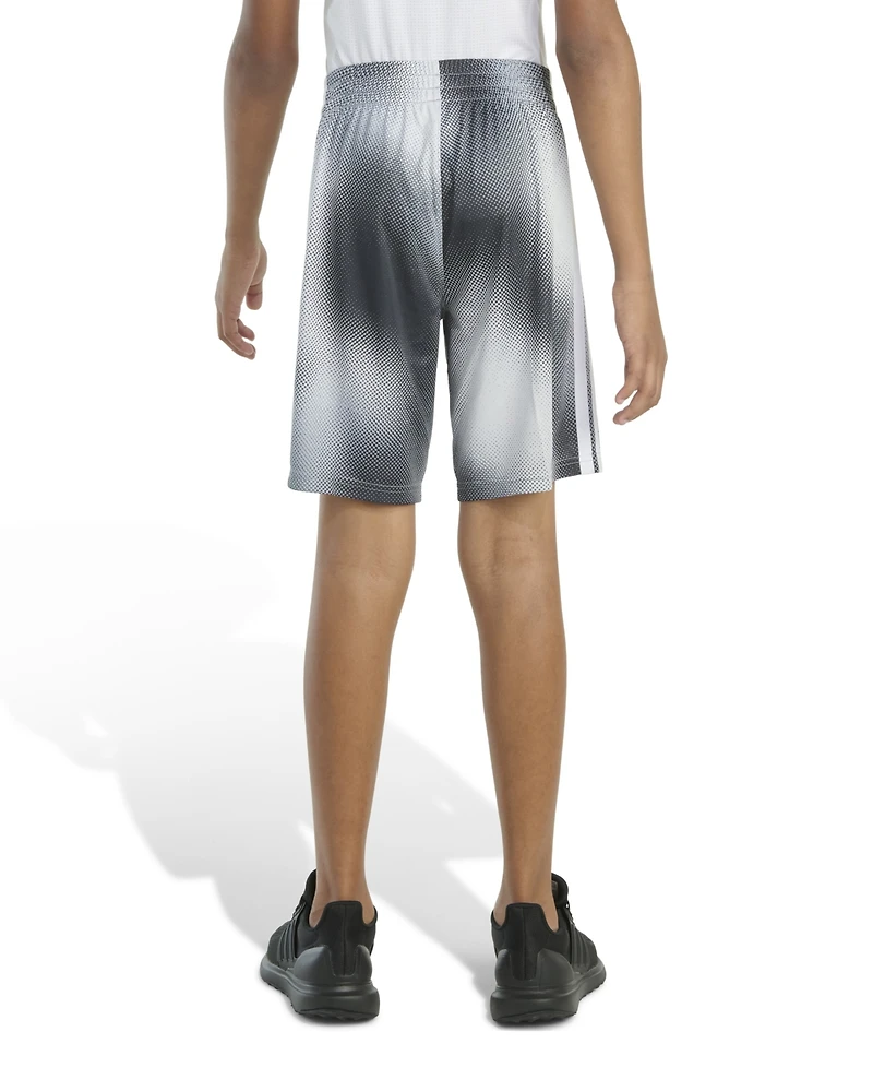 adidas Big Boys Elastic Waistband Motion Gradient Printed 3-Stripe Shorts