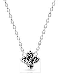 Devata Clover Filigree Chain Necklace in Sterling Silver, 16 in adj to 18 in