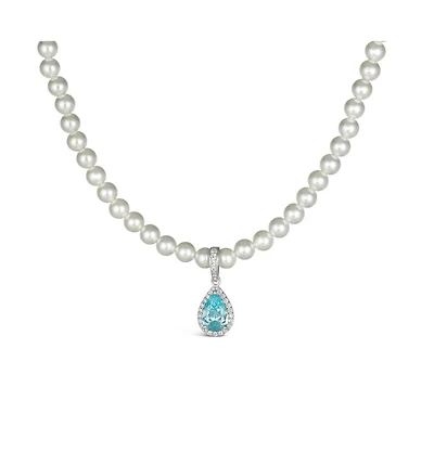Anna Zuckerman Princess Di Aquamarine Pearl Necklace