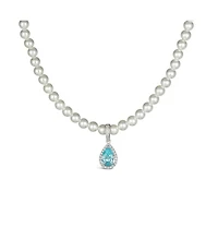 Anna Zuckerman Princess Di Aquamarine Pearl Necklace