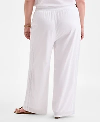 Style & Co Plus Eyelet-Trim Wide-Leg Pants, Exclusively at Macy's