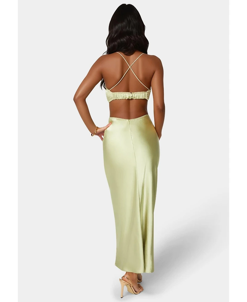 Bebe Women's Open Back Cut Out Midi Slip Dress