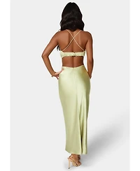 Bebe Women's Open Back Cut Out Midi Slip Dress