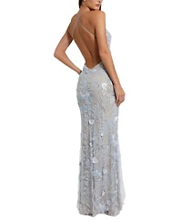 Mac Duggal Women's Floral Embroidered Sleeveless Open Back Gown