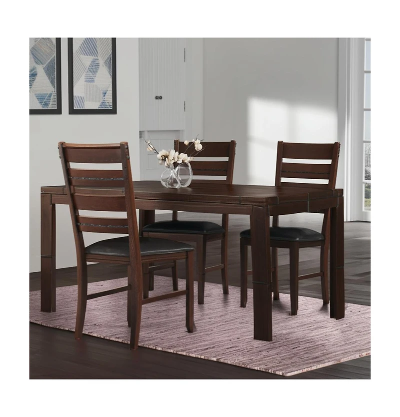 Faux Leather Slat Back Dining Chairs Set of Two for Comfortable Home Dining