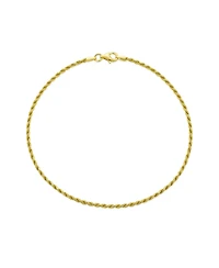 Bling Jewelry Strong Cable Rope Chain Anklet Strand Ankle Bracelet Yellow Gold Plated .925 Sterling Silver