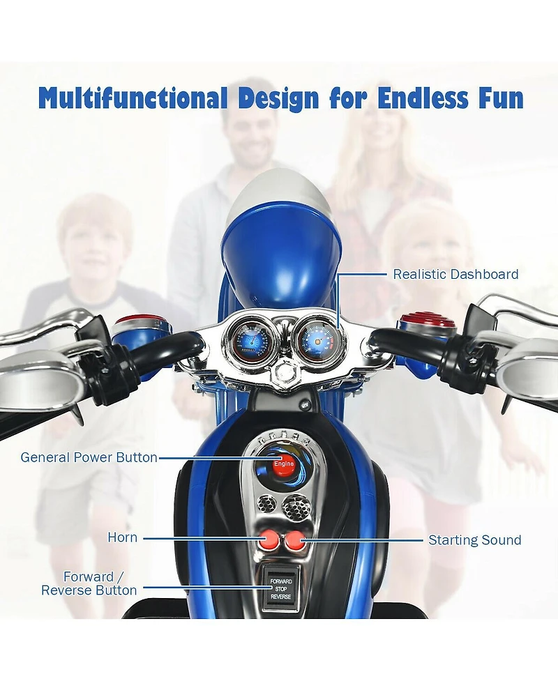 6V Powered Toddler 3-Wheel Motorbike Ride On Toy with Horn and Headlight