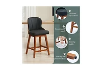 Dyhome 26 Inch Counter Height Bar Stools Set of 2, Swivel Pu Leather Bar Stools with Wood Backs, Bar Height Stools for Kitchen Island, Dining Room