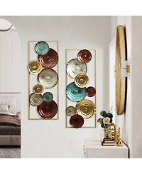 LuxenHome 2-Piece Multi-Color Gems Abstract Metal Wall Decor Set
