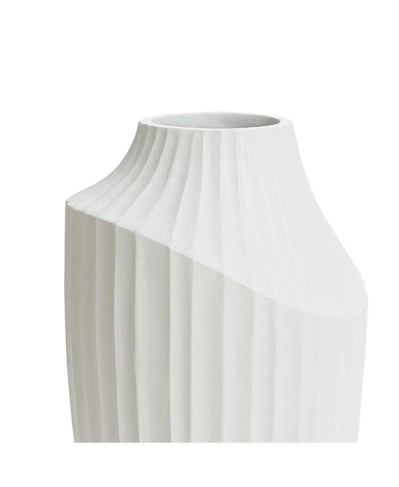 LuxenHome White MgO Modern Abstract Sculpture 20-Inch Tall Vase