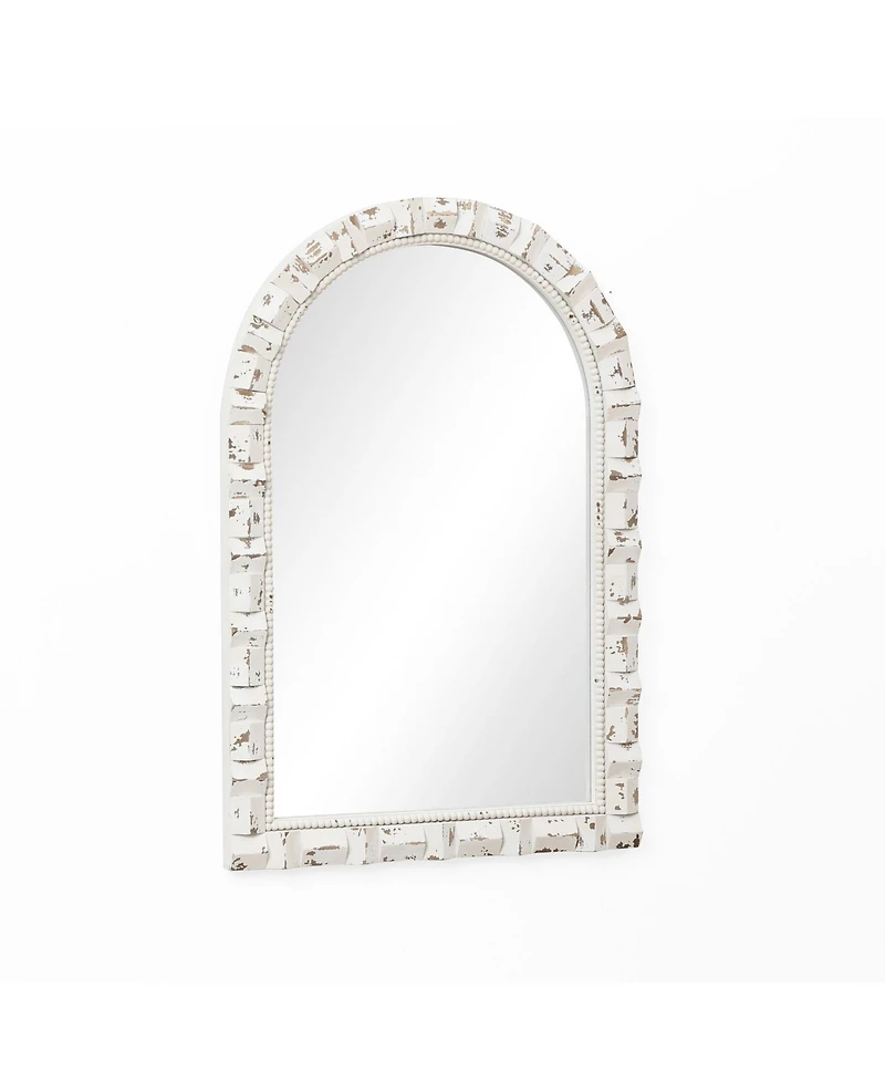LuxenHome Distressed White Arch Rectangle 36-Inch Tall Wall Mirror, Accent and Vanity