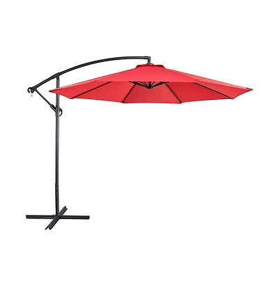 Yaheetech 10 Ft Patio Offset Umbrella Cantilever Umbrella, Red