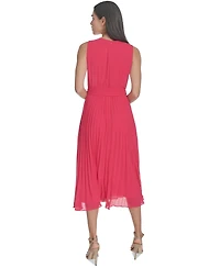 Jessica Howard Women's Chiffon Tie-Waist Pleated Midi Dress