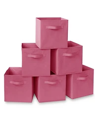 Casafield Set of 6 Fabric Storage Cube Bins, Red