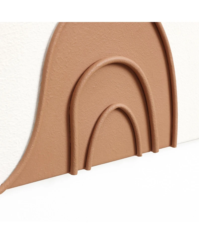 LuxenHome Brown and White Rectangle 18.9" W x 31.5" H Abstract Metal Wall Decor, Set of 2