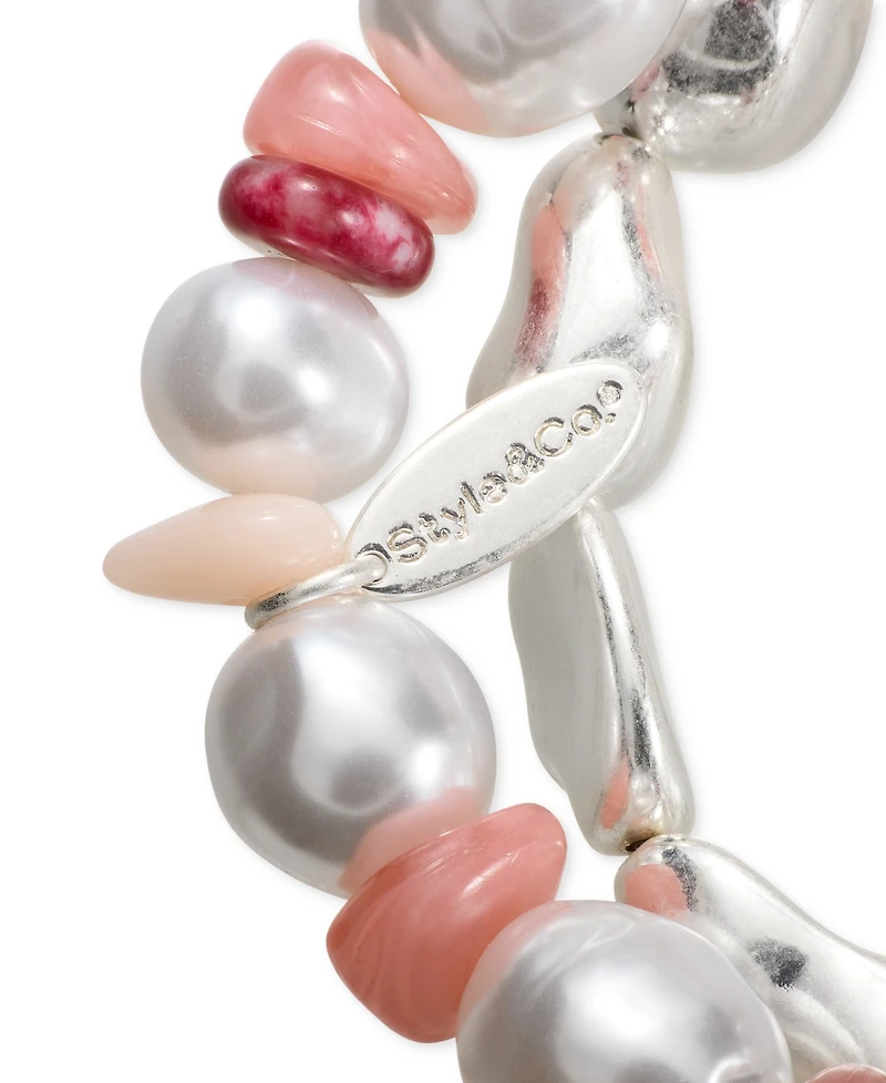 Style & Co 2-Pc. Imitation Pearl & Bead Stretch Bracelet Set, Macy's Exclusive