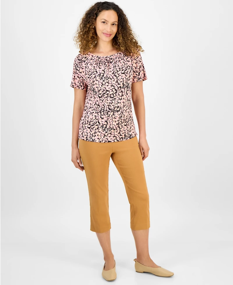 Jm Collection Petite Abstract-Print Top, Exclusively at Macy's