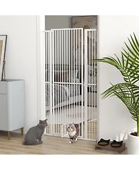 PawHut 67" Extra Tall Pet Gate, 30"-41" Dog Gate with Cat Door,