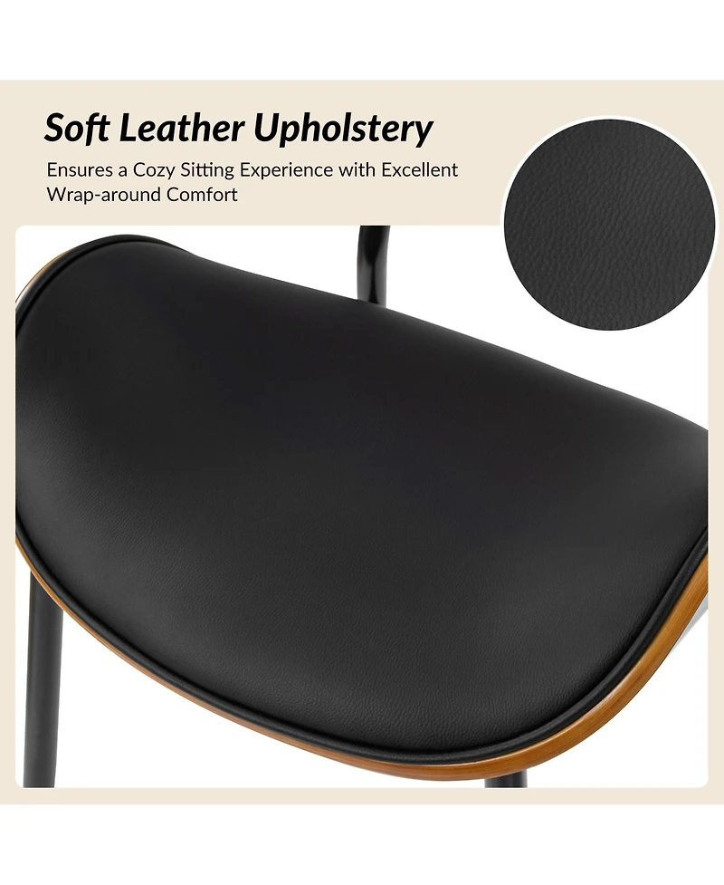 Ema Modern Dining Chair with Curved Wood Backrest,Set of 2