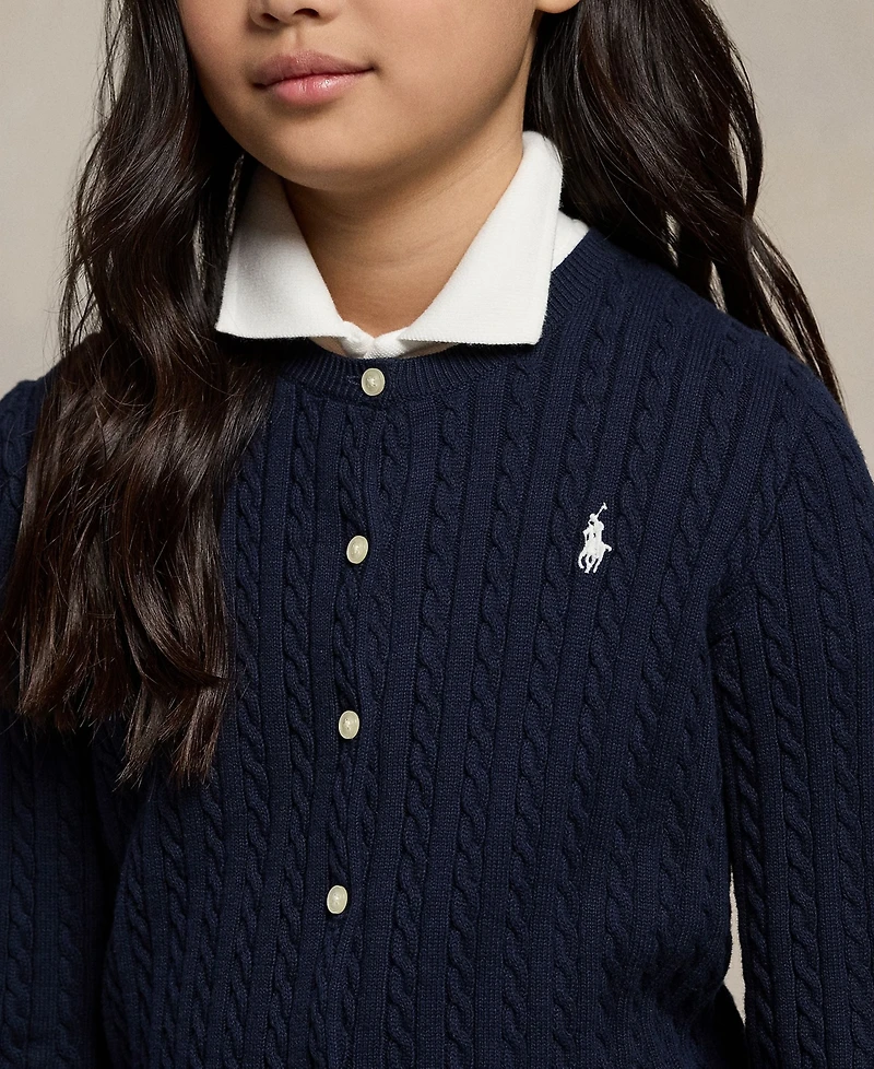 Polo Ralph Lauren Girls 2T-16 Cable-Knit Cotton Cardigan