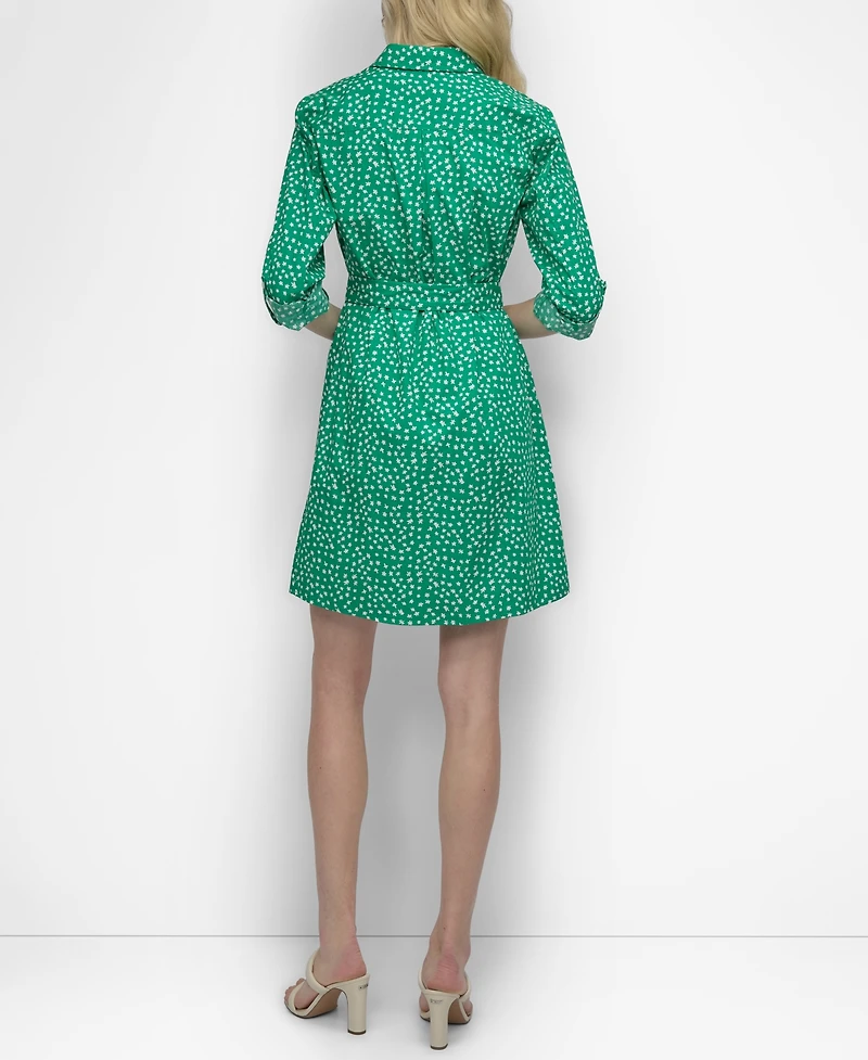 Dkny Women's Belted Star-Print Cotton Mini Dress