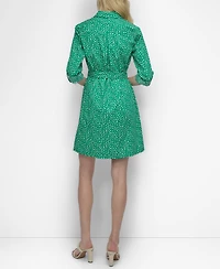 Dkny Women's Belted Star-Print Cotton Mini Dress