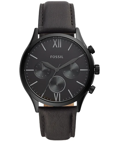 Fossil Men's Fenmore Multifunction Black Leather Watch, 44mm
