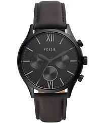 Fossil Men's Fenmore Multifunction Black Leather Watch, 44mm