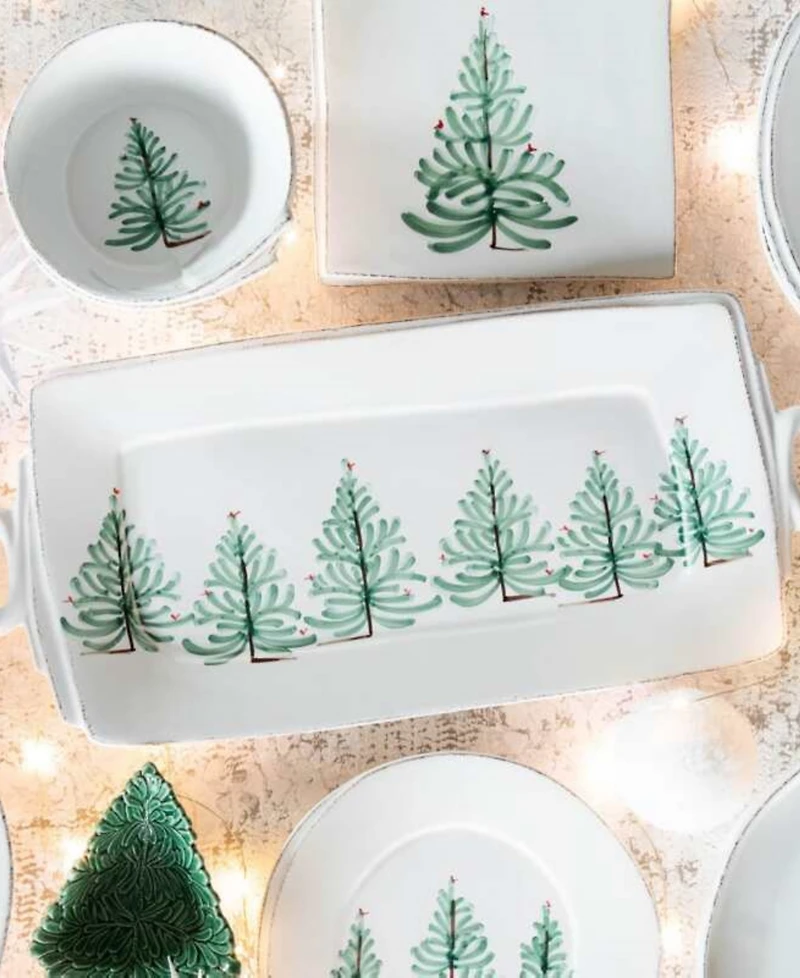 Vietri Lastra Holiday Handled Rectangular Platter