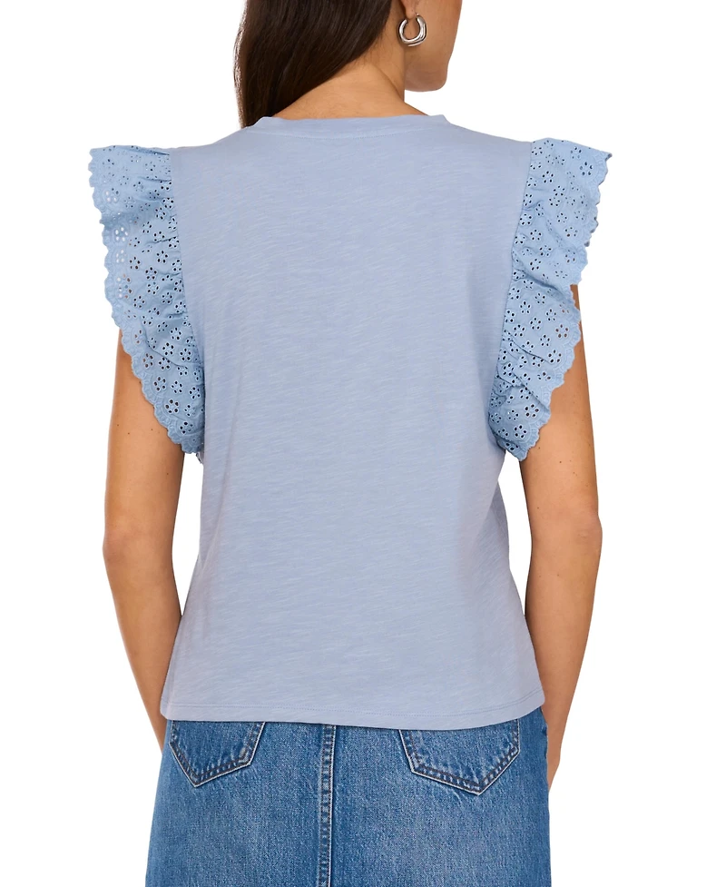 Vince Camuto Women's Cotton Eyelet-Lace Trim Tank Top