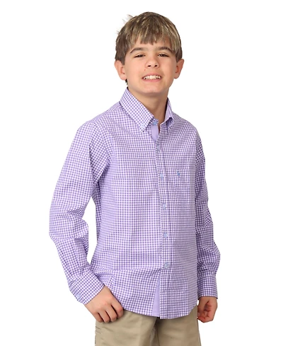 Tailorbyrd Big Boys Signature Gingham Long Sleeve Shirt