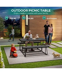 4.5ft Picnic Table with 2 Benches Heavy-Duty Table for 4-6 Person