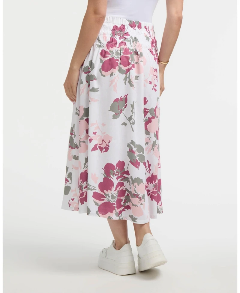 Ellen Tracy Women's Smocked Waist Linen-Blend Skirt