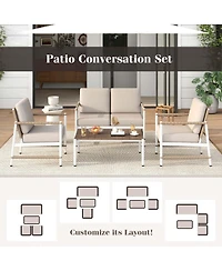 2 Pcs Patio Sofa Set with Thick Cushions Modern Bistro Set for Poolside