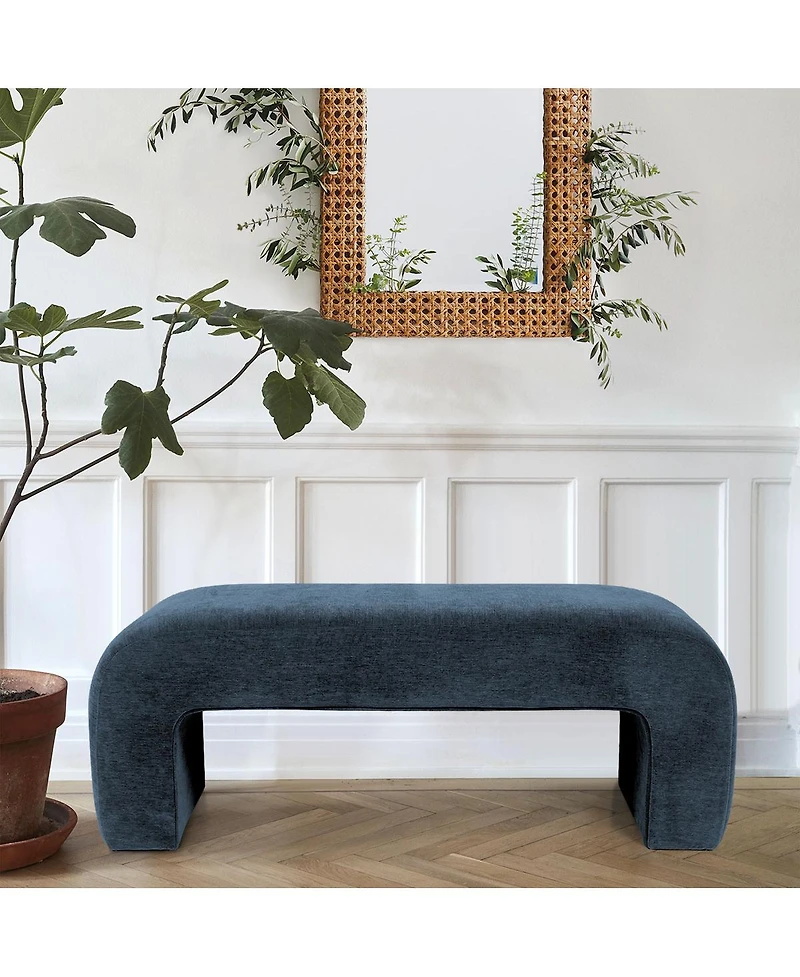 47" Velvet Upholstered Waterfall Bench, Modern Bed Bench for Living Room or Entryway-Maison Boucle