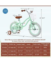 16 Inch Kids Bike with Adjustable Seat and Bell for Kids 3-8 Years Olds