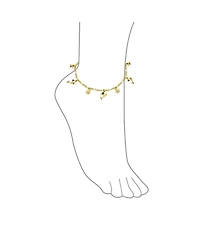 Bling Jewelry Tropical Vacation Honeymoon Jewelry Nautical Stars & Dolphin Charm Anklet Rolo Chain Ankle Bracelets 18K Gold Plated 10 Inch