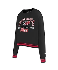 Pro Standard Women's Black Carolina Hurricanes Area Code Cropped Pullover Sweatshirt