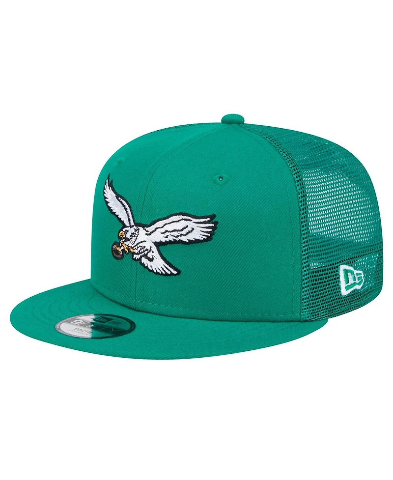 New Era Big Boys and Girls Kelly Green Philadelphia Eagles Main Trucker Snapback Hat