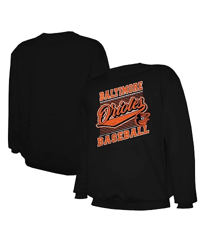 Stitches Men's Black Baltimore Orioles Lightweight Crew Sweatshirt
