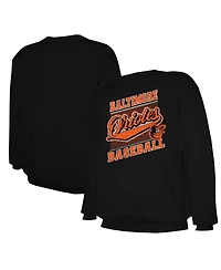Stitches Men's Black Baltimore Orioles Lightweight Crew Sweatshirt