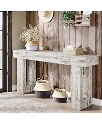 Tribesigns 63-Inch Long Console Table, Farmhouse Wooden Sofa Table Behind The Couch, Narrow Entryway Table for Entrance, Hallway, Living Room (Distres