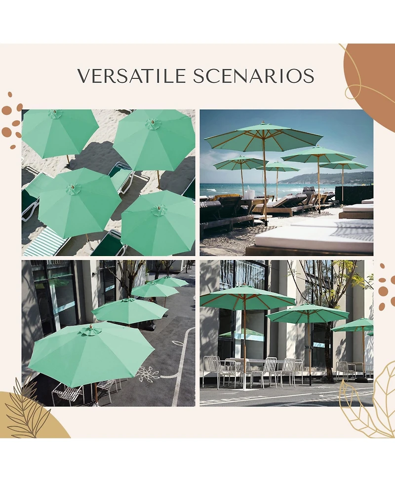 LAGarden 9Ft Patio Boho Market Patio Umbrella 260GSM Acrylic Fabric 5-Year-Non-Fading Resort Outdoor Market Peppermint Green