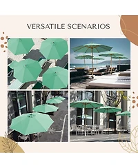 LAGarden 9Ft Patio Boho Market Patio Umbrella 260GSM Acrylic Fabric 5-Year-Non-Fading Resort Outdoor Market Peppermint Green