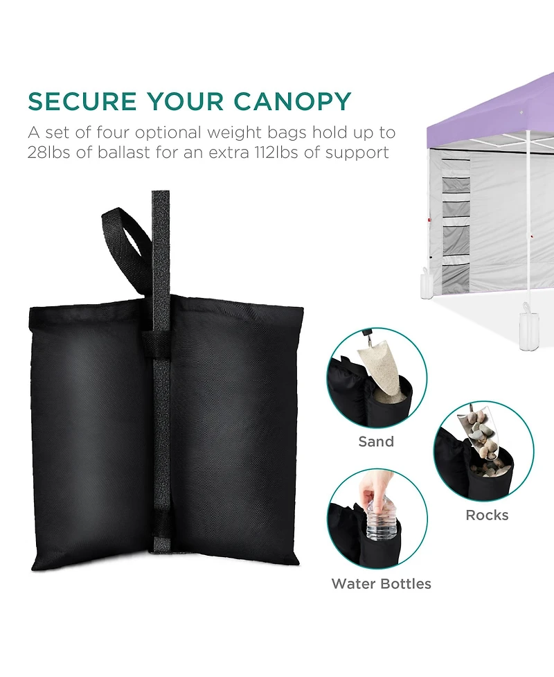 Best Choice Products 10x10ft Easy Setup Pop Up Canopy, Portable Tent w/ Side Wall, 1-Button Push