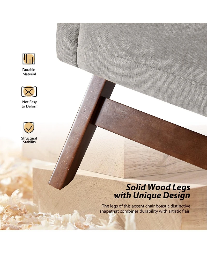 Elias Modern Accent Sloped Armrests Chair with Solid Wood Legs and A Lumbar Pillow