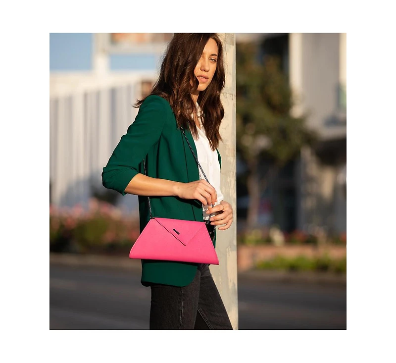 Susu Hot Pink Purse Leather Clutch Bag Crossbody Evening Purse Unique Women's Handbag
