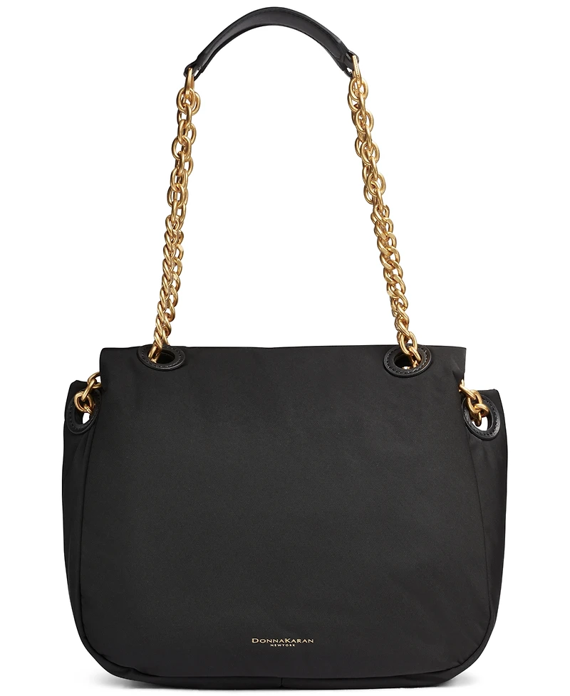 Donna Karan New York Crepe Small Nylon Shoulder with Chain Strap